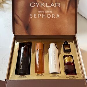 New Cyklar Sephora PR package body wash, oil, spray perfume oil, deodorant gel